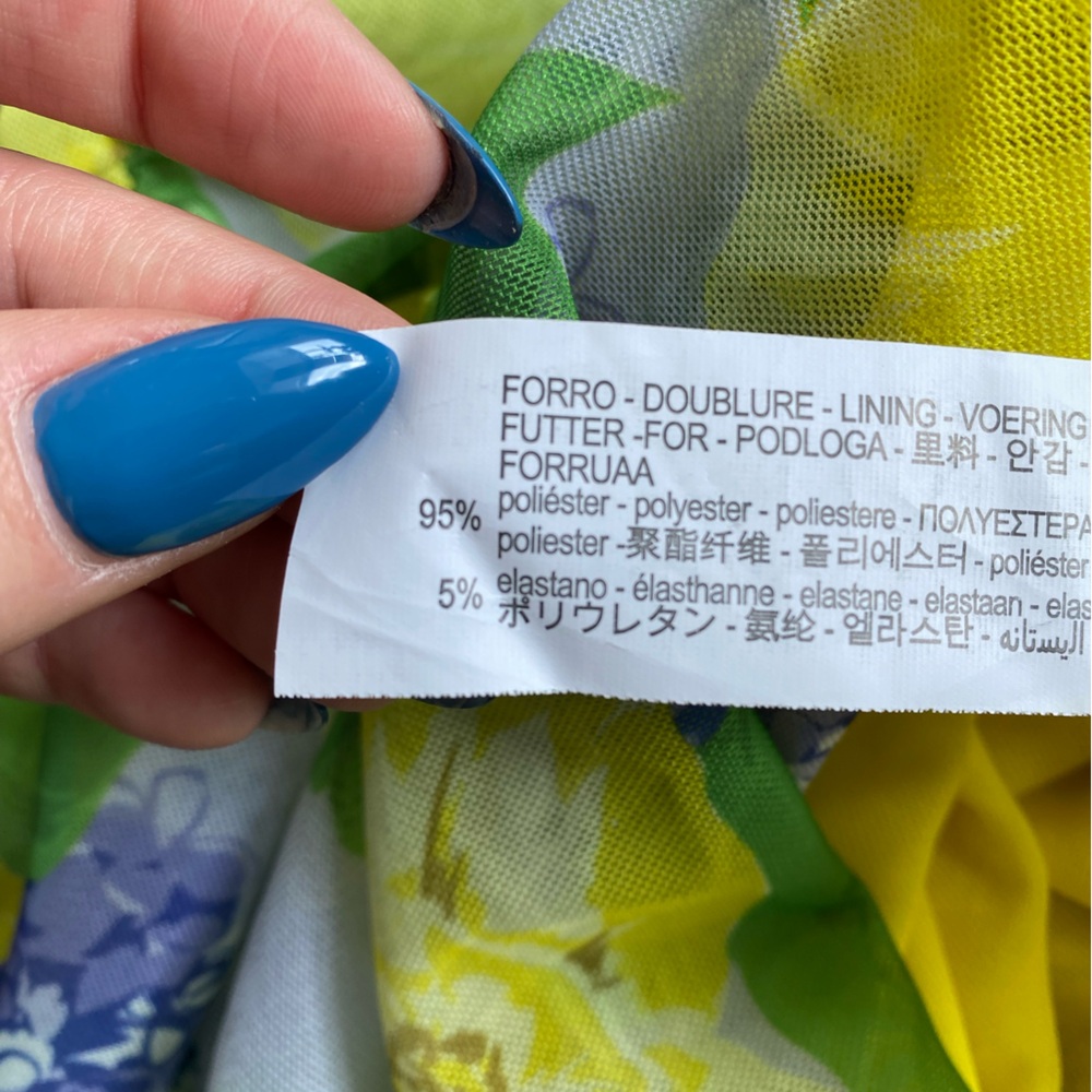 NWT Zara Yellow Floral Print Ruched Tulle Mini Dress - Picture 14 of 16